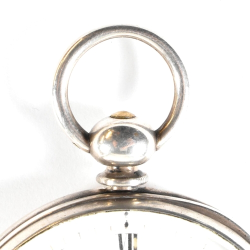 161 - A silver open faced pocket watch in oversized protective case marked for J Gledhill. The open faced ... 