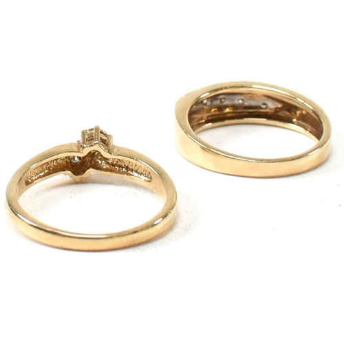 199 - Two hallmarked 9ct gold and diamond rings. The rings to include a hallmarked 9ct gold and diamond cr... 