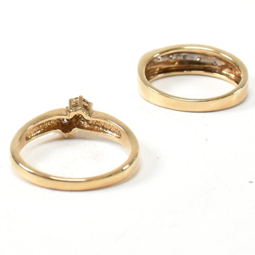 199 - Two hallmarked 9ct gold and diamond rings. The rings to include a hallmarked 9ct gold and diamond cr... 