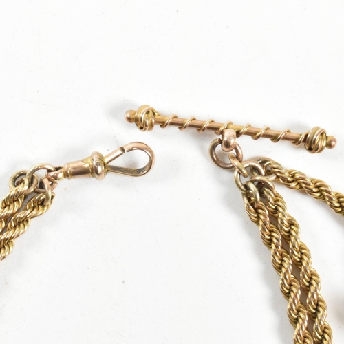 2 - A Victorian 9ct gold leontine watch chain. The leontine having a heart motif linked by rope twist ch... 