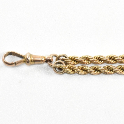 2 - A Victorian 9ct gold leontine watch chain. The leontine having a heart motif linked by rope twist ch... 