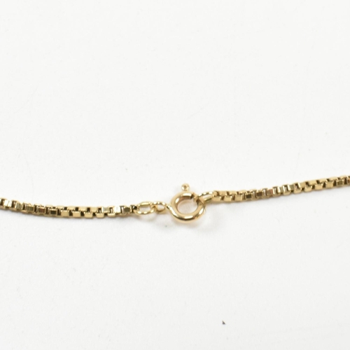 202 - A 9ct gold box link chain necklace. The necklace marked 9ct. Measures 46cm. Weighs 7.1g. All weights... 