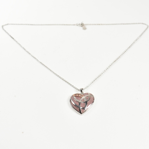 213 - A hallmarked silver Clogau Celtic heart pendant necklace. The heart pendant necklace having a trinit... 