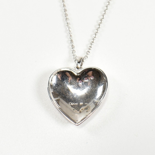 213 - A hallmarked silver Clogau Celtic heart pendant necklace. The heart pendant necklace having a trinit... 