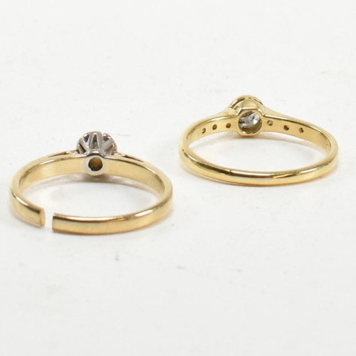 217 - An 18ct gold and platinum diamond ring together with a hallmarked 9ct gold diamond ring AF. The diam... 