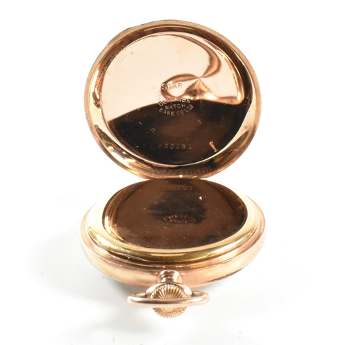 220 - A gold plated open faced pocket watch in presentation case with the dial marked for Marsh of Bath. C... 