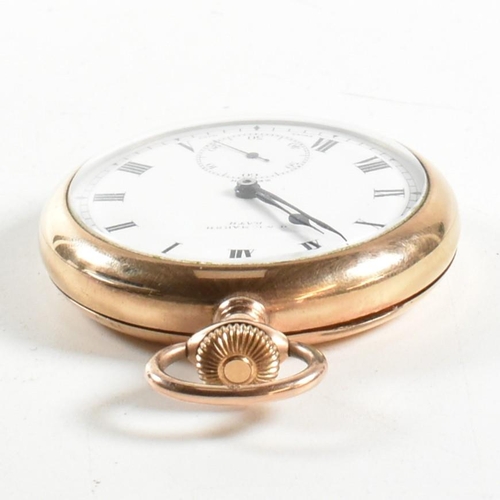 220 - A gold plated open faced pocket watch in presentation case with the dial marked for Marsh of Bath. C... 