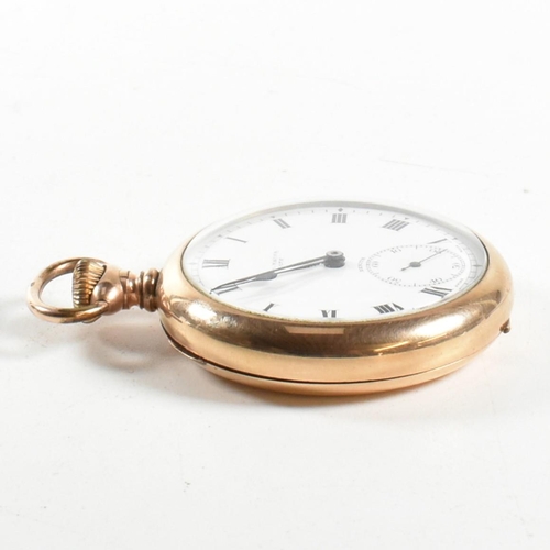 220 - A gold plated open faced pocket watch in presentation case with the dial marked for Marsh of Bath. C... 