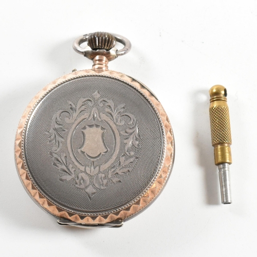 236 - A silver 800 continental open faced pocket watch. Enamel dial with Arabic numbers, breguet hands  wi... 