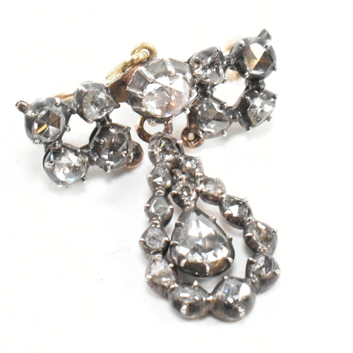 25 - A 19th century diamond set pendant brooch pin. The brooch having collet set rose cut diamonds to hin... 