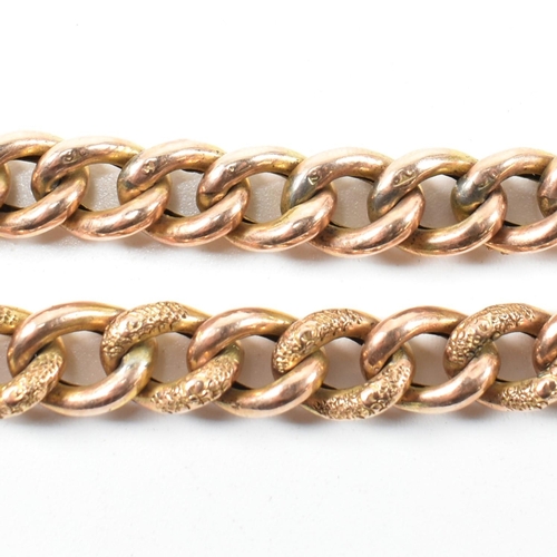 256 - A 19th century rose metal curb link chain bracelet with a 9ct gold heart padlock clasp. The curb lin... 