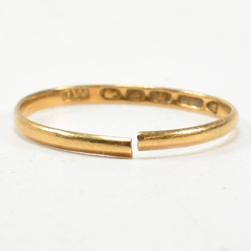 265 - A Victorian hallmarked 22ct gold band ring. The band ring hallmarked for London, 1837, together with... 