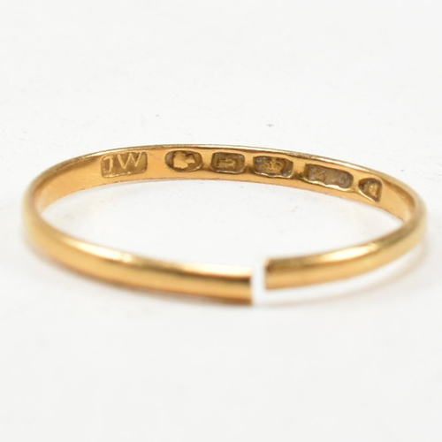 265 - A Victorian hallmarked 22ct gold band ring. The band ring hallmarked for London, 1837, together with... 