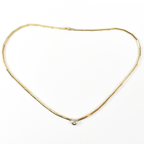 30 - A hallmarked 18ct gold and diamond Recarlo necklace. The Italian 18ct gold necklace having a single ... 