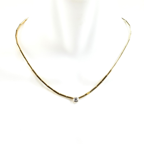 30 - A hallmarked 18ct gold and diamond Recarlo necklace. The Italian 18ct gold necklace having a single ... 