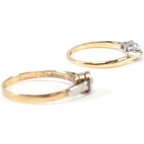 306 - Two 18ct gold, platinum and diamond rings. The rings to include an 18ct gold, platinum and diamond t... 