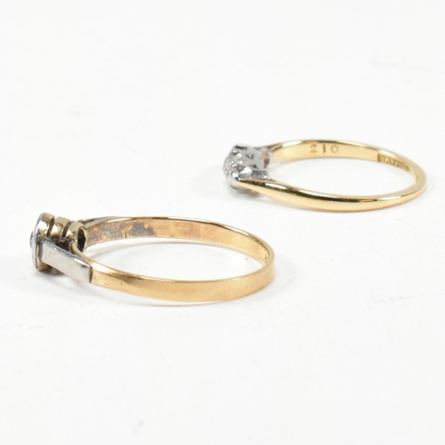 306 - Two 18ct gold, platinum and diamond rings. The rings to include an 18ct gold, platinum and diamond t... 