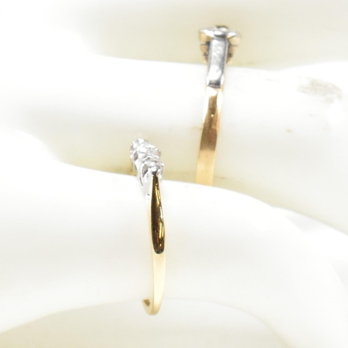 306 - Two 18ct gold, platinum and diamond rings. The rings to include an 18ct gold, platinum and diamond t... 