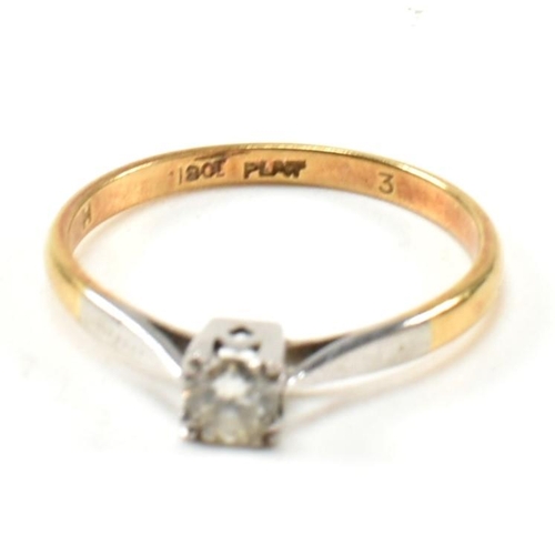 329 - 18ct gold and diamond solitaire ring. Estimated diamond weight 0.15cts. Size L.5. Weighs 1.8g. All w... 