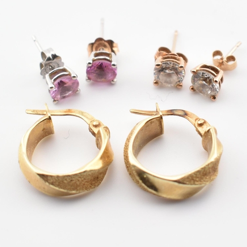 338 - Three pairs of 14ct gold and gem set earrings. The earrings to include a pair of Milor Italy 14ct ye... 