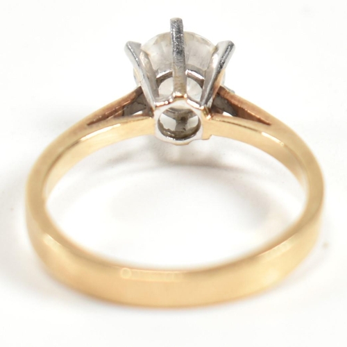 341 - A hallmarked 9ct gold and CZ solitaire ring. The ring set with a single six claw set round cut CZ to... 