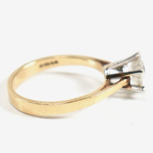 341 - A hallmarked 9ct gold and CZ solitaire ring. The ring set with a single six claw set round cut CZ to... 