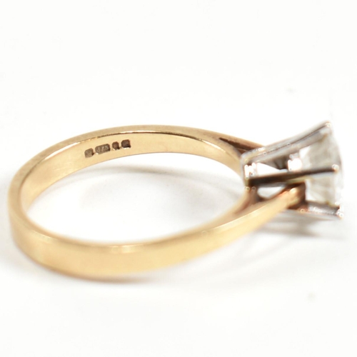 341 - A hallmarked 9ct gold and CZ solitaire ring. The ring set with a single six claw set round cut CZ to... 