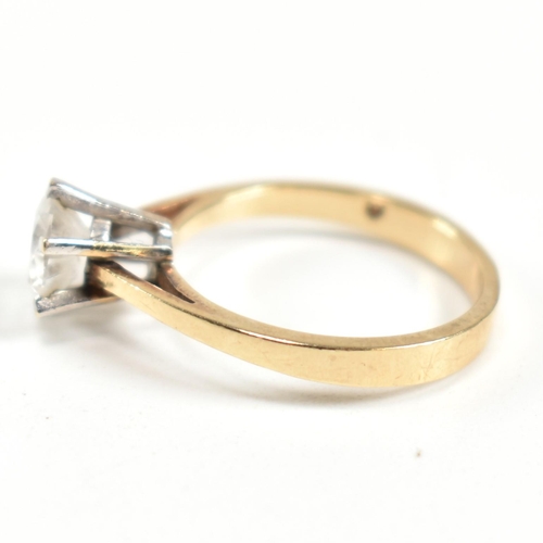 341 - A hallmarked 9ct gold and CZ solitaire ring. The ring set with a single six claw set round cut CZ to... 