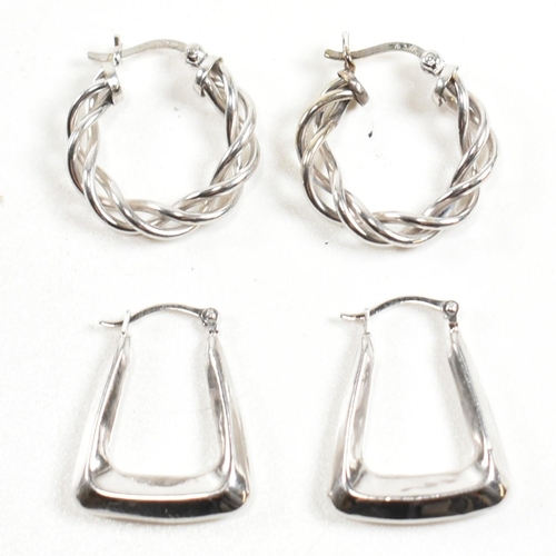 348 - Two pairs of 9ct white gold hoop earrings. The earrings to include a pair of hallmarked 9ct white go... 