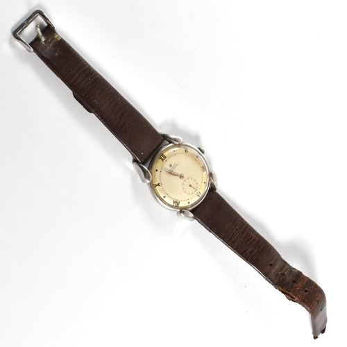 35 - A 1950s Rolex Precision gentleman's stainless steel wristwatch. The two piece case with swept down a... 