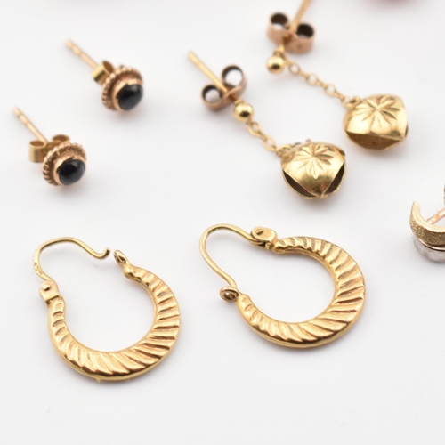 351 - A collection of 9ct gold and gem set earrings. The earrings to include, but not limited to, 9ct gold... 