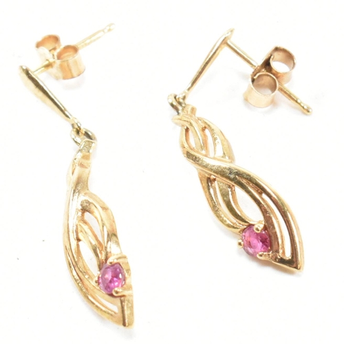 364 - A collection of 9ct gold and gem set earrings. The earrings to include a pair of 9ct gold pendant ea... 