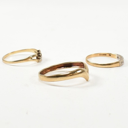 382 - Three hallmarked 9ct gold rings including two gem set rings. The rings to include a hallmarked 9ct g... 