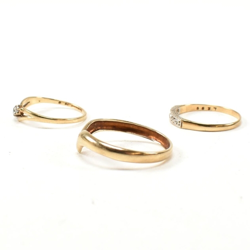 382 - Three hallmarked 9ct gold rings including two gem set rings. The rings to include a hallmarked 9ct g... 