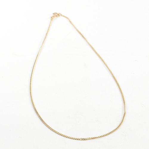 396 - A hallmarked 9ct gold curb link chain necklace. The 9ct gold necklace having curb links to spring ri... 