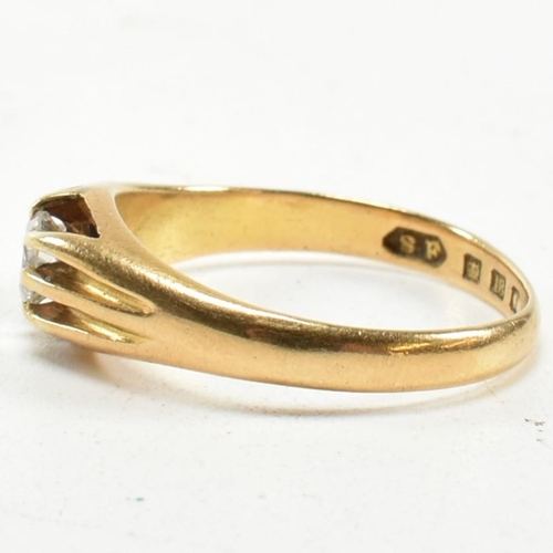 401 - A hallmarked 18ct gold and diamond ring. The ring having a claw mounted round brilliant cut diamond.... 