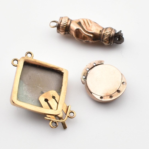 47 - Three 19th century gold clasps. The clasps to include a carved lava cameo clasp featuring the portra... 