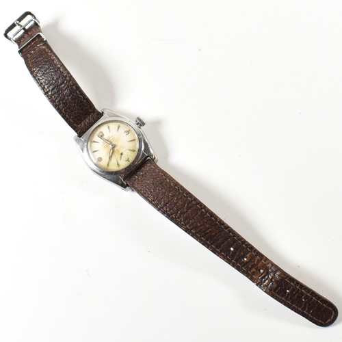 48 - A Rolex Oyster Perpetual wristwatch with leather strap. The gentleman's Rolex wristwatch having mixe... 