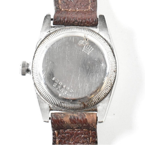 48 - A Rolex Oyster Perpetual wristwatch with leather strap. The gentleman's Rolex wristwatch having mixe... 