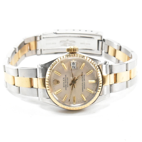 7 - A Rolex Oyster Perpetual Datejust ladies wristwatch. The watch with champagne dial, baton markers ha... 