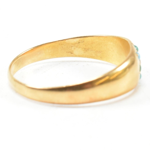 78 - A Victorian hallmarked 18ct gold, turquoise and diamond ring. The ring hallmarked for Birmingham, 19... 