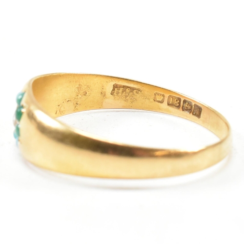 78 - A Victorian hallmarked 18ct gold, turquoise and diamond ring. The ring hallmarked for Birmingham, 19... 