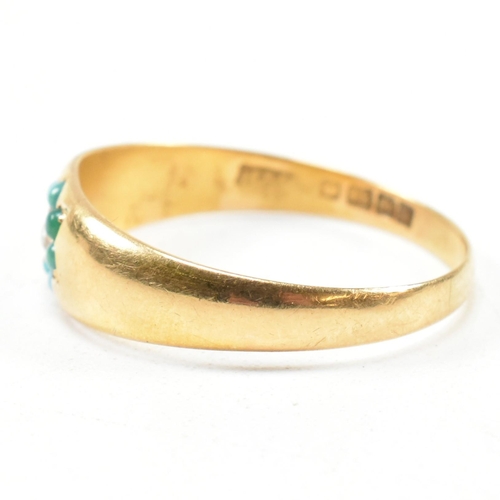 78 - A Victorian hallmarked 18ct gold, turquoise and diamond ring. The ring hallmarked for Birmingham, 19... 