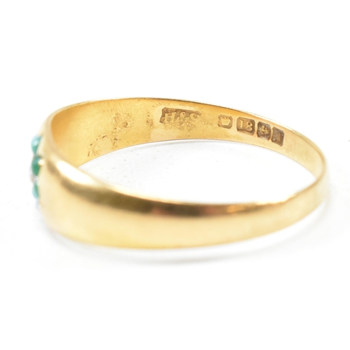 78 - A Victorian hallmarked 18ct gold, turquoise and diamond ring. The ring hallmarked for Birmingham, 19... 