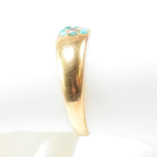 78 - A Victorian hallmarked 18ct gold, turquoise and diamond ring. The ring hallmarked for Birmingham, 19... 