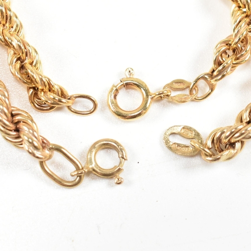 98 - A hallmarked 9ct gold rope twist chain necklace and bracelet set. The 9ct gold rope twist necklace h... 