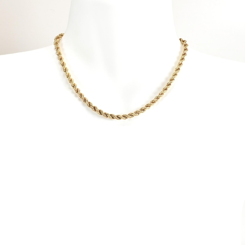 98 - A hallmarked 9ct gold rope twist chain necklace and bracelet set. The 9ct gold rope twist necklace h... 