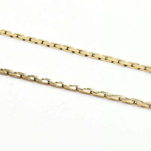 99 - A hallmarked 9ct gold fancy flat link chain. The flat link chain hallmarked for London, 1978. Also m... 