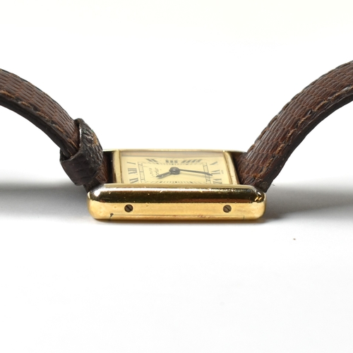 20a - Vintage Must De Cartier tank watch . The watch having a rectangular dial with Roman hour markers, in... 