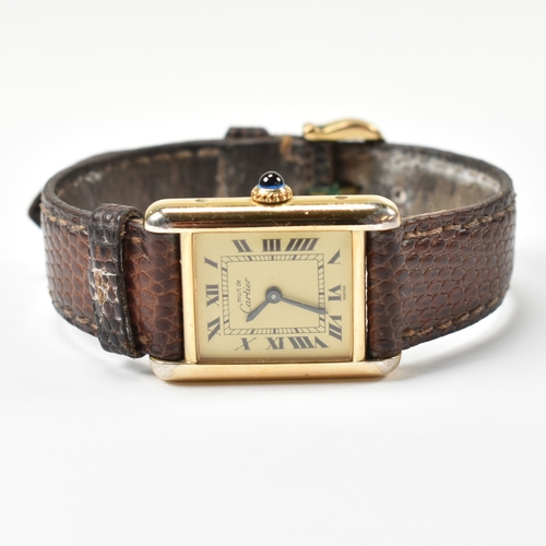 20a - Vintage Must De Cartier tank watch . The watch having a rectangular dial with Roman hour markers, in... 